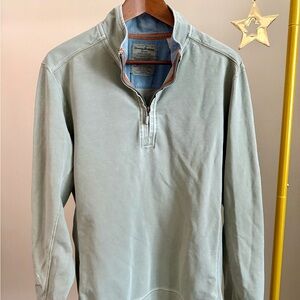 Tommy Bahama Half Zip Pullover Men’s Large Sage Green Cotton Lightweight Sweater